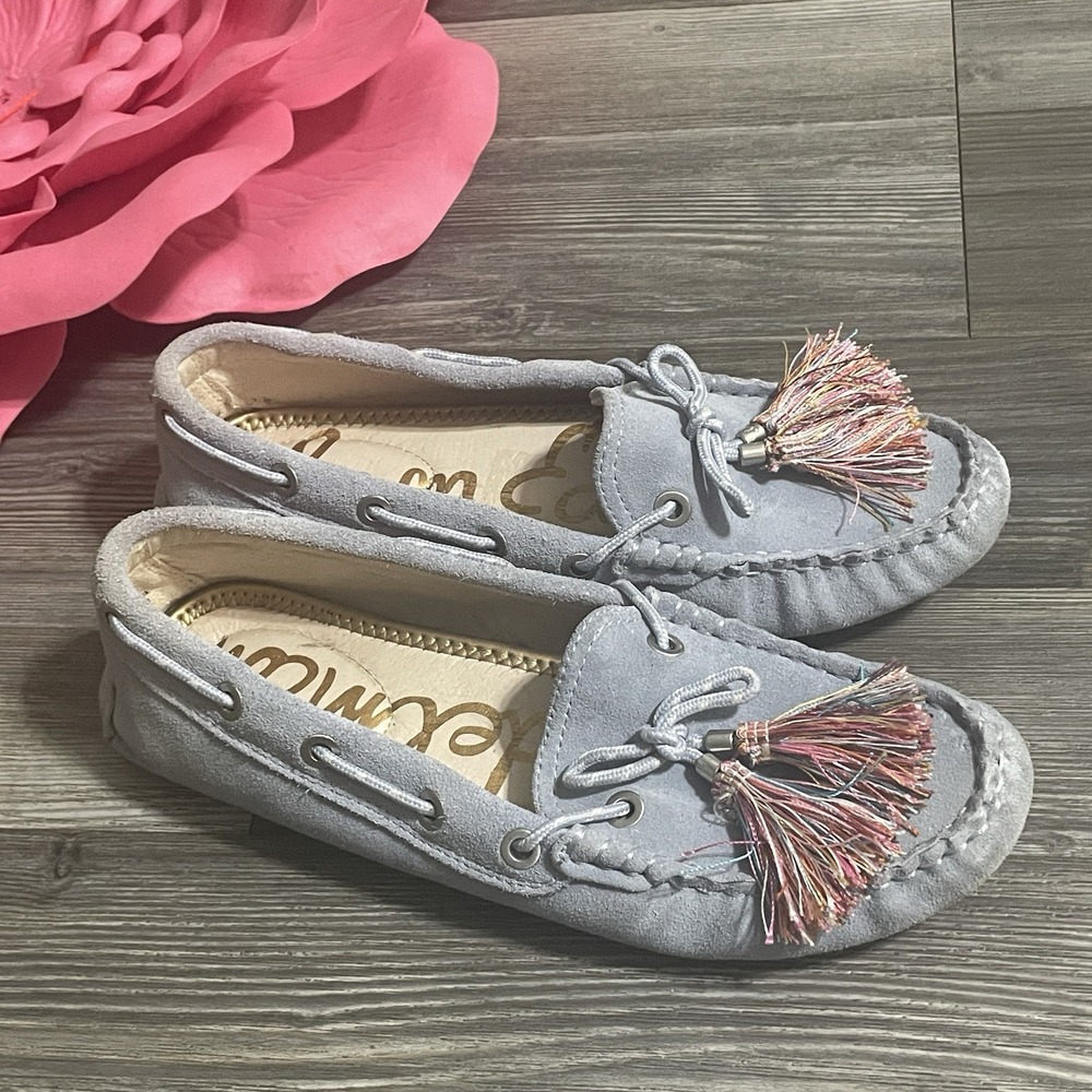 SAM EDELMAN Sz 6M Fantine Tassel Suede Moccasin Loafer Slip-on Shoe Blue Coastal
